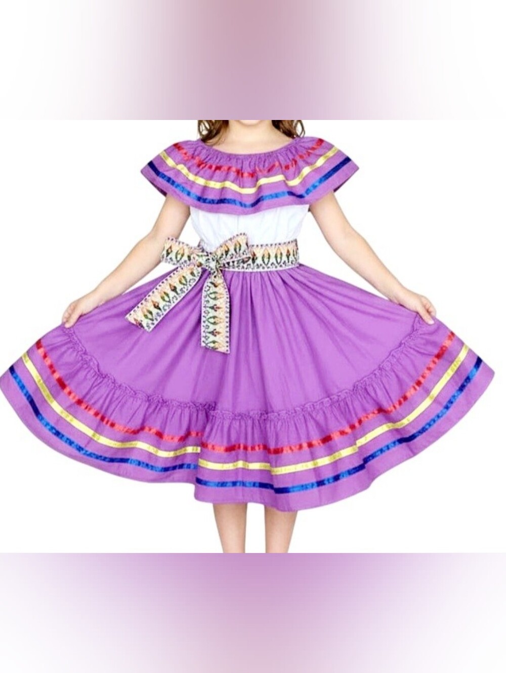 Unik Lavender Off-Shoulder Ribbon-Trim Dance Dress
